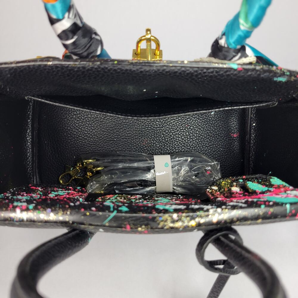 NEW Anca Barbu Green Lips Tote Electric Handbag Purse Handpainted - Picture 10 of 14